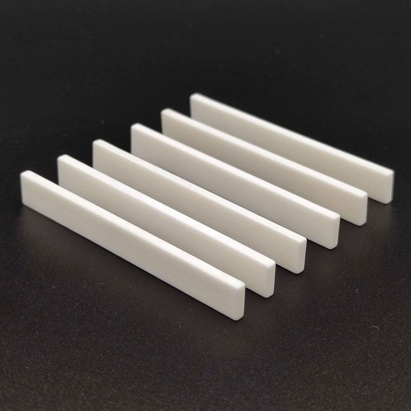 Vencetmat 6Pcs Blank & Uncut Guitar Bridge Saddles White Color Made of Real Bone 80x3x10mm for Electric & Acoustic & Classical & Cigar Guitar, Mandolin, Banjo, Ukulele Part Replacement - Image 1